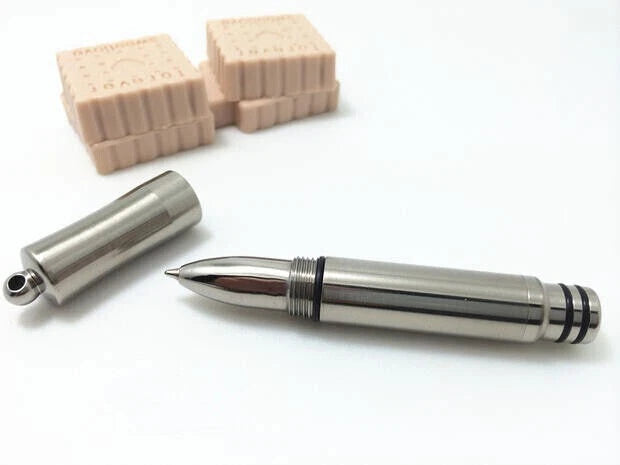Titanium Pocket EDC Ballpoint Pen Signature Write Pen with Key Ring 5 Refills 07FC0E-D4 - KOEEK