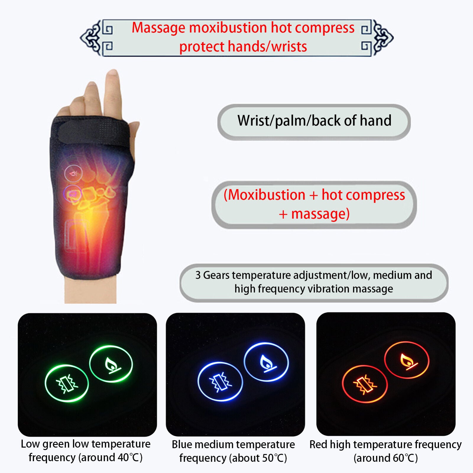 new Heating Wrist Massager Carpal Tunnel for Hand Brace Wrap USB Power koeek - KOEEK