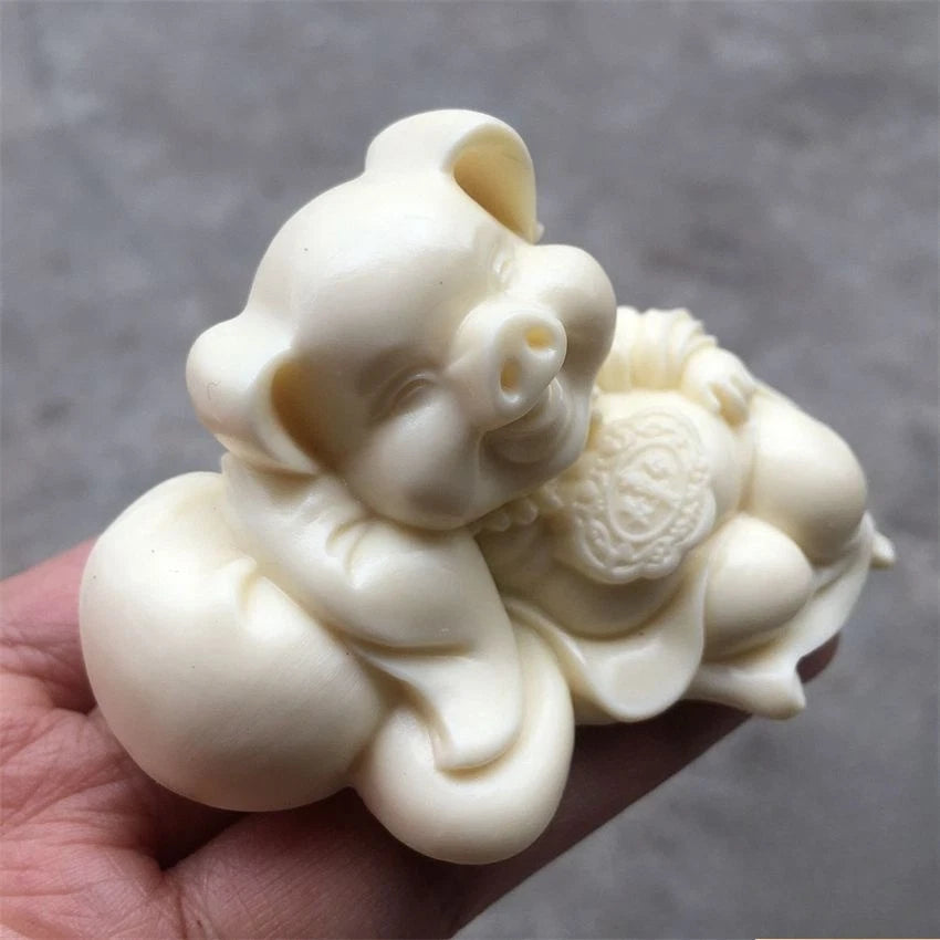 8x4.5x5cm Zodiac Pig Mini Ornament Office Home Car Decor Figurine 07FC0E-D4 - KOEEK