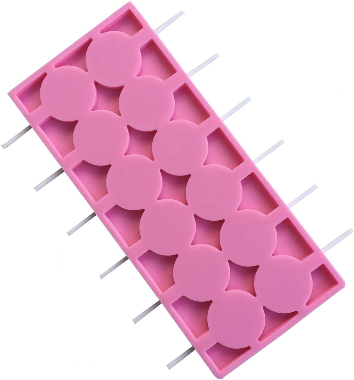 new 12-Capacity Round Silicone Lollipop Hard Candy Molds Pink 07FC0E-D4 - KOEEK