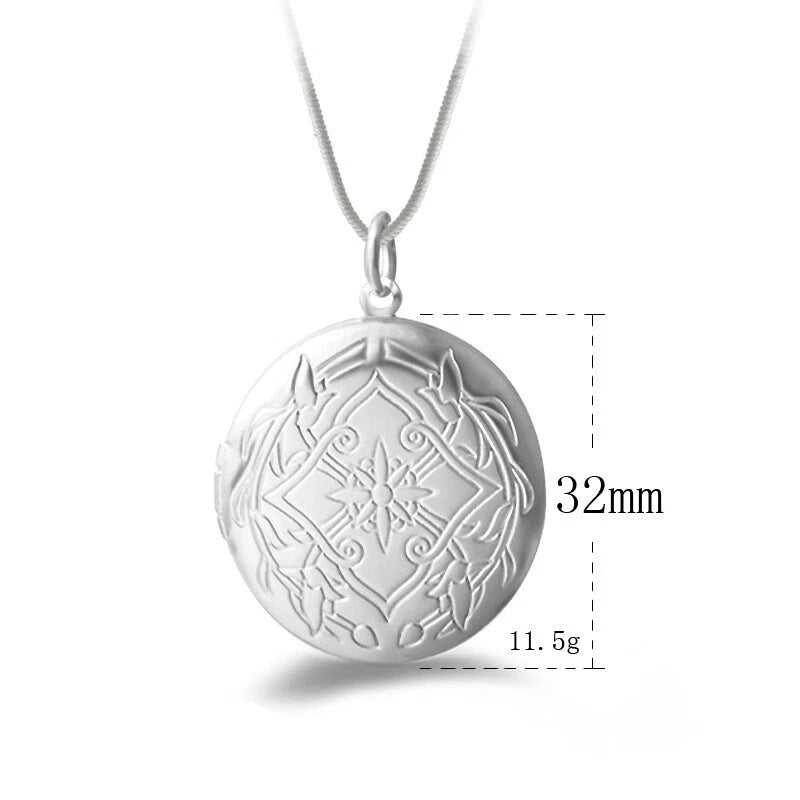 925 Sterling Silver Photo Locket Necklace Pendant Women Jewelry Couple Best Gift 07FC0E-D4 - KOEEK