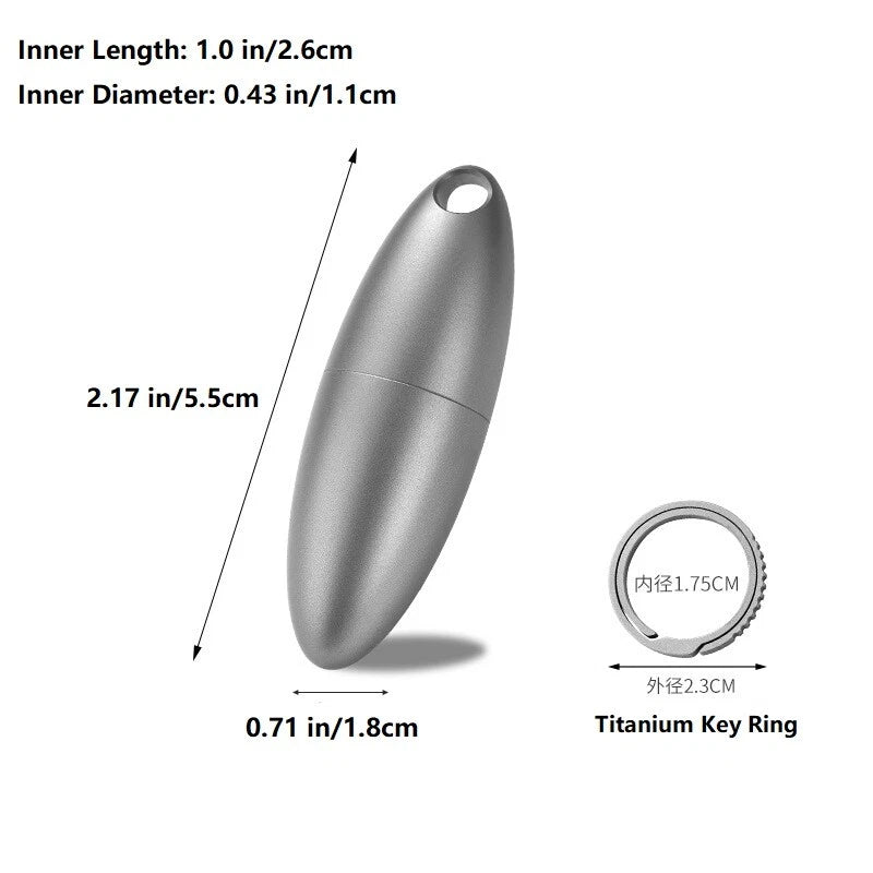 Titanium Waterproof Pill Case Holder Container Organizer Portable Keychain EDC 07FC0E-D4 - KOEEK