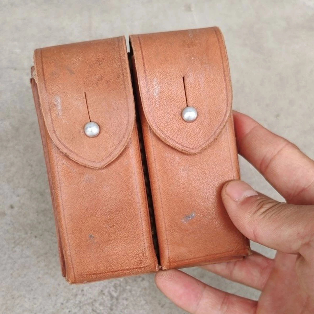 2pcs Surplus Chinese Type 54 Magazine Pouch Leather Waist Bag 07FC0E-D4 - KOEEK