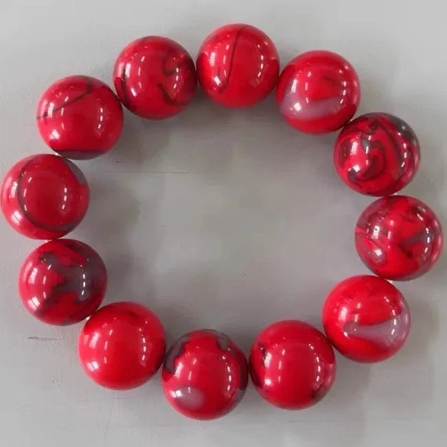 Natural White Jade Chicken Blood Stone Color Wealth Charm Bracelet Bracelet 07FC0E-D4 - KOEEK