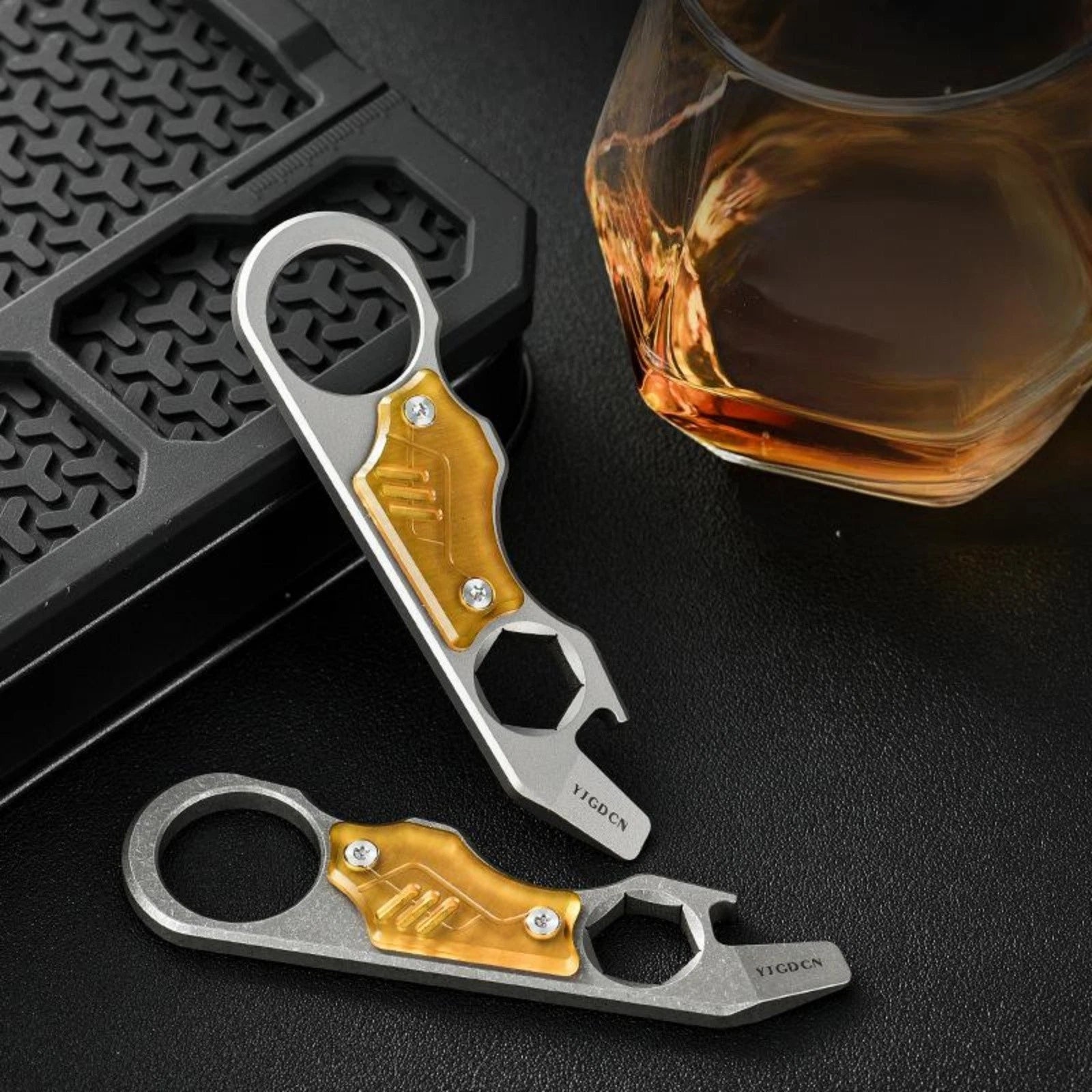 Titanium Alloy EDC Pry Bar Multi Tool Bottle Opener Wrench Outdoor Camping Tool 07FC0E-D4 - KOEEK