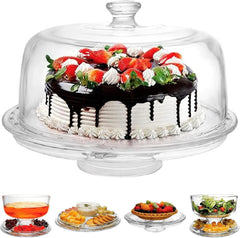 (12") 6 in 1 Acrylic Cake Stand with Dome Lid Multifunctional Serving Plate 07FC0E-D4 - KOEEK
