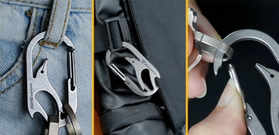 EDC Titanium Alloy Key chain Carabiner Portable Bottle Opener Backpack Buckle 07FC0E-D4 - KOEEK