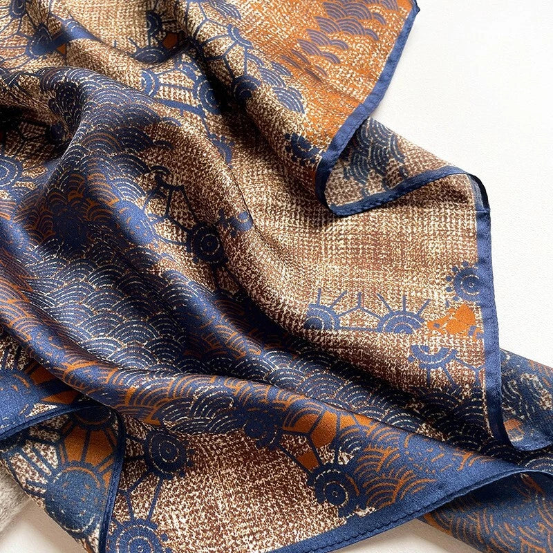 21'' Scarf Bandana Women Small Kerchief Wrap Tied Blue Orange  Mulberry Silk 07FC0E-D4 - KOEEK