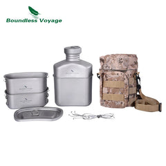 Titanium Military Canteen Cups Outdoor Camping Cooking Kit Water Bottle Mess Tin 07FC0E-D4 - KOEEK