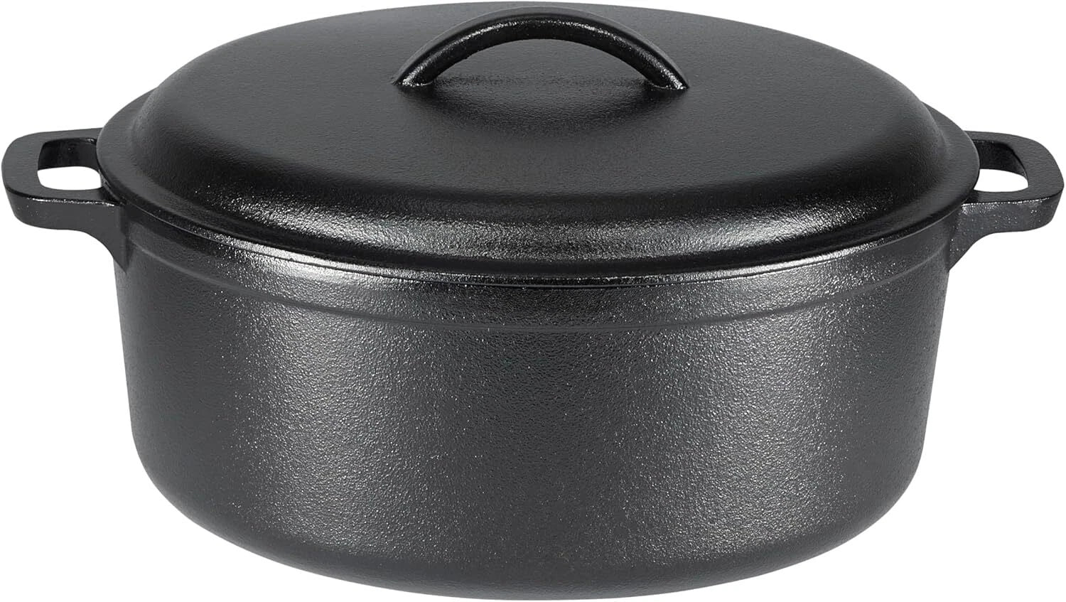Round Pre-Seasoned Cast Iron Dutch Oven Pan with Lid and Double Handle, Black 07FC0E-D4 - KOEEK