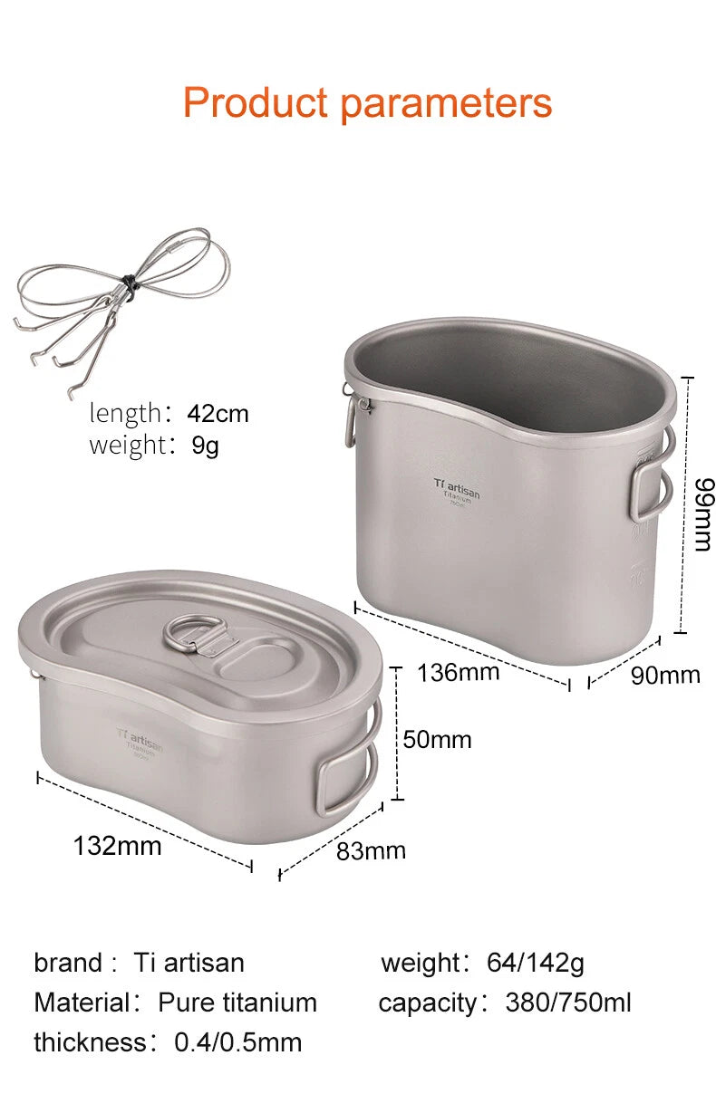 Lightweight Titanium Lunch Box Set Thermal Compartment Lunch Box for Hiking 07FC0E-D4 - KOEEK