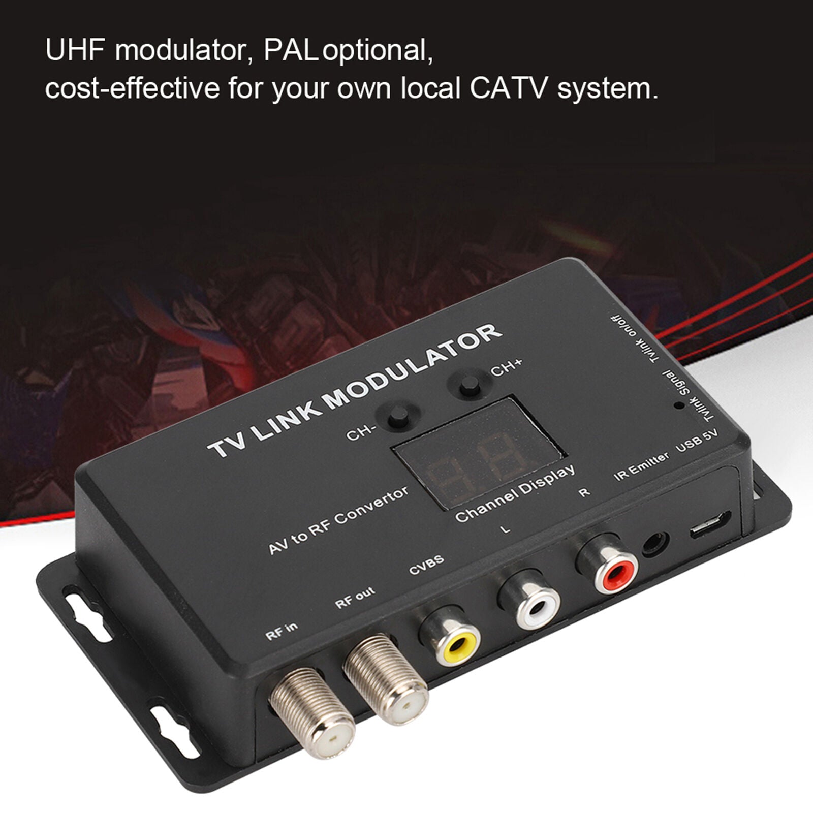 new TV Link Modulator UHF Modulator AV To RF Converter With Channel Display USB koeek - KOEEK