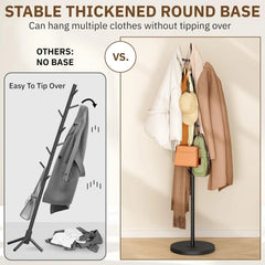 Coat Rack Freestanding,Coat Tree with Stable Wood Base Coat Hanger Stand 07FC0E-D4 - KOEEK