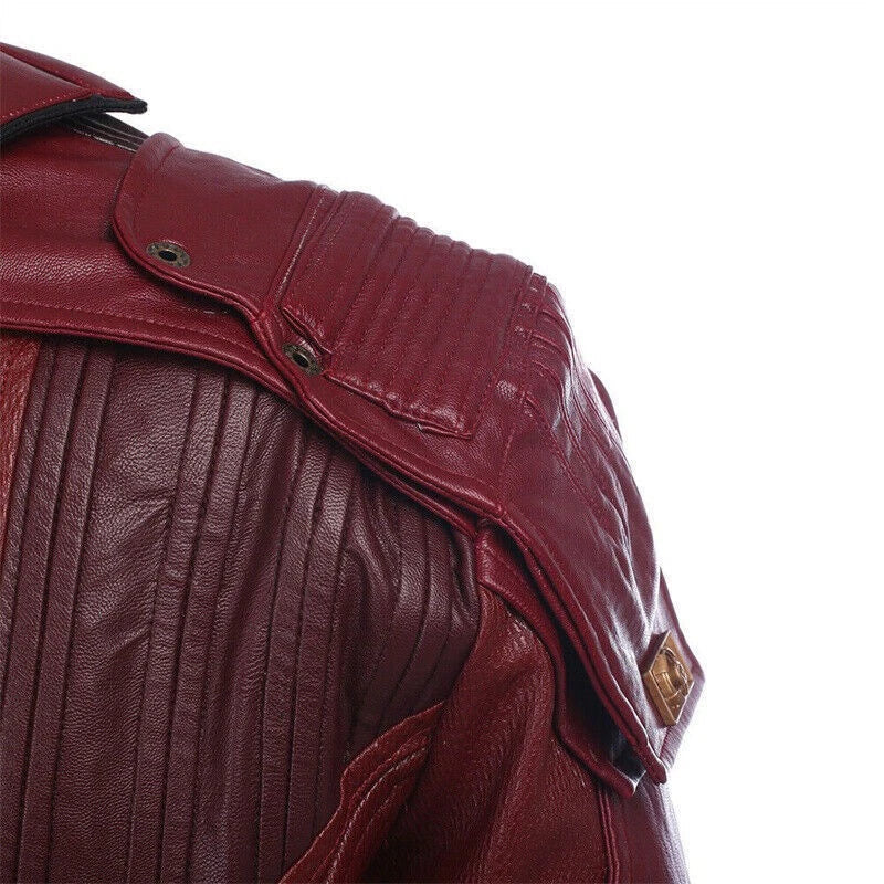 Guardians of the Galaxy 2 Star Lord Peter Quill Red PU Jacket Cosplay Costume 07FC0E-D4 - KOEEK