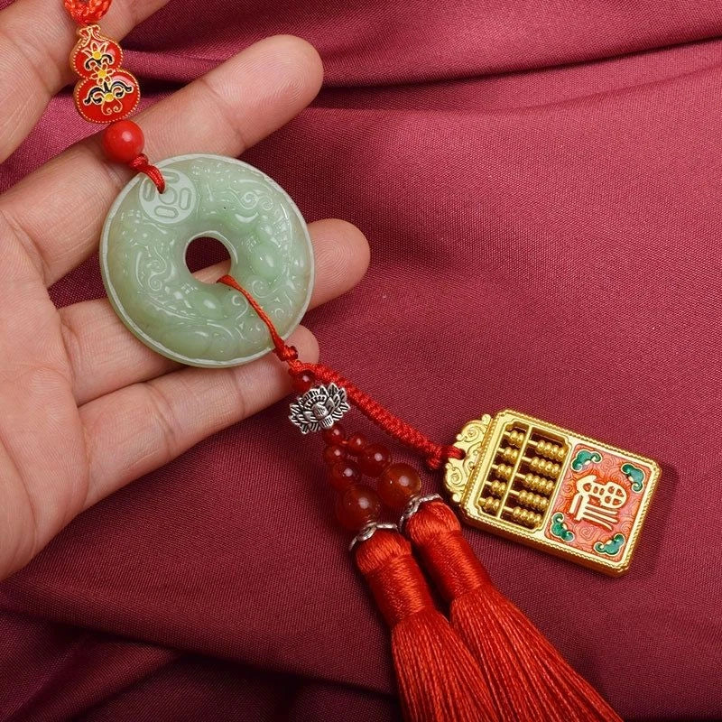 Chinese Style Hanging Pendant Pixiu Safe Travel Coin Kirin Abacus Car Decoration 07FC0E-D4 - KOEEK