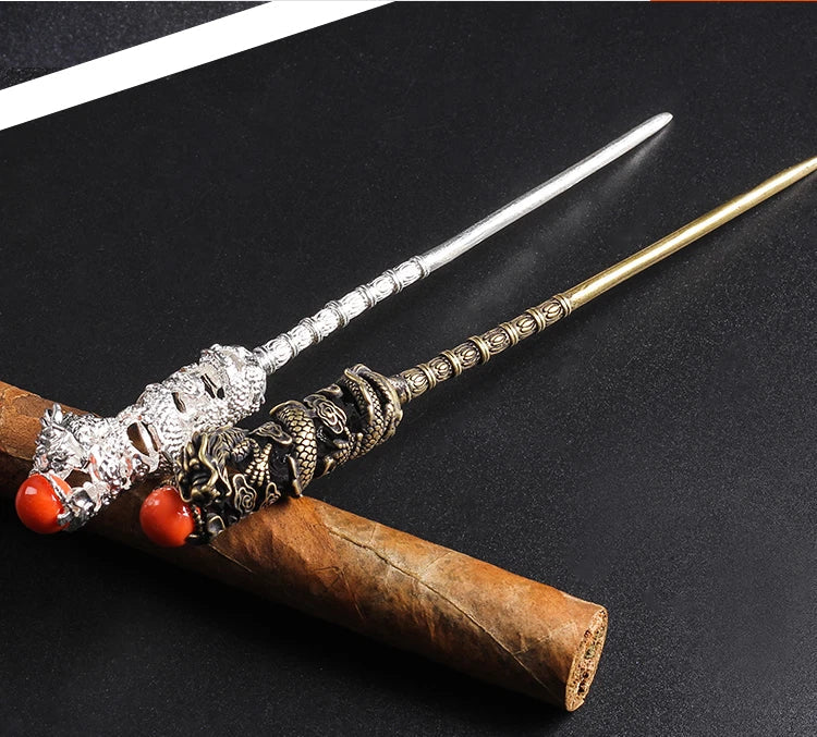 Copper Brass Dragon Cigar Needle Cigar Draw Enhancer Tool Women Hairpin Gift 07FC0E-D4 - KOEEK