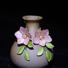 Silk Velvet Flower Peach Hair Pin Hair Comb Earrings Chinese Style Accessory 07FC0E-D4 - KOEEK