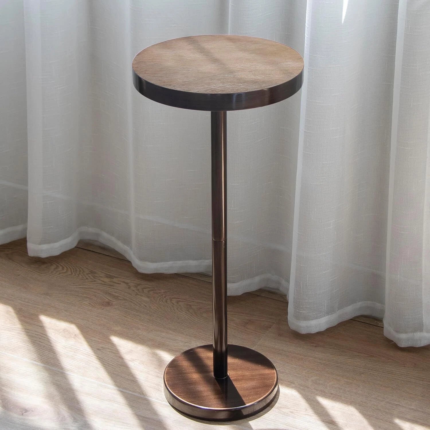 Pedestal Side Table,Beverage Table,Small Round Side Table,Martini Table, Brown 07FC0E-D4 - KOEEK