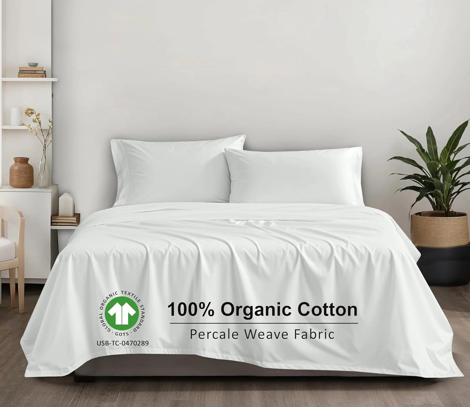 organic cotton sheets (queen size), plain weave, 4-piece set 07FC0E-D4 - KOEEK