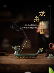 Ceramic Dragon Boat Stick Incense Holder Creative Home Indoor Decor 07FC0E-D4 - KOEEK