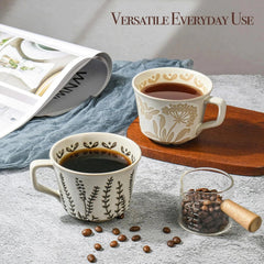 Ceramic Coffee Mugs, 12 oz Novelty Unique Tea Mugs with Large Handles, Set of 4 07FC0E-D4 - KOEEK