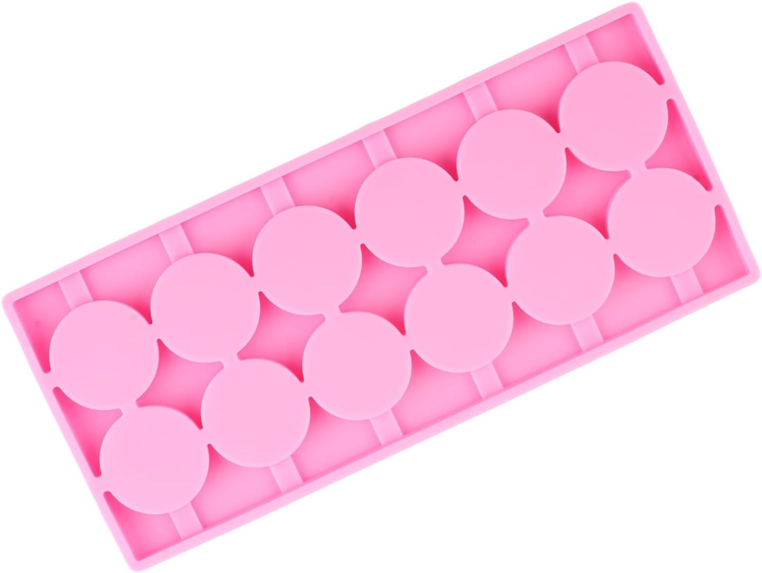 new 12-Capacity Round Silicone Lollipop Hard Candy Molds Pink