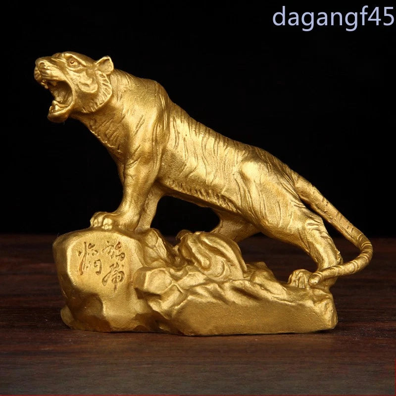 12cm Chinese Retro Copper Auspicious Tiger Household Ornament Handicraft 07FC0E-D4 - KOEEK