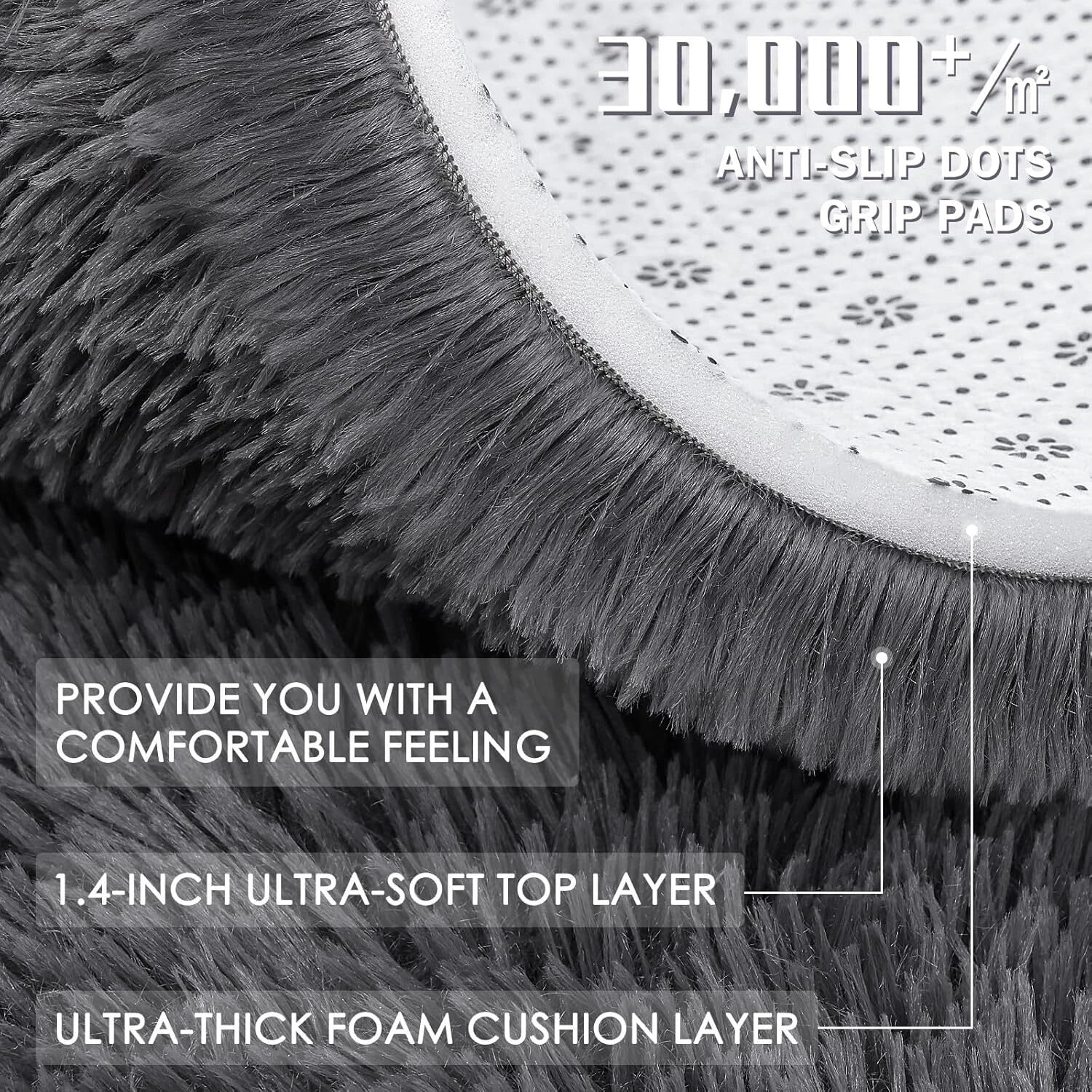 Area Rugs for Living Room Bedroom,Machine Washable 4x5.9 Feet Soft Fluffy Shaggy 07FC0E-D4 - KOEEK