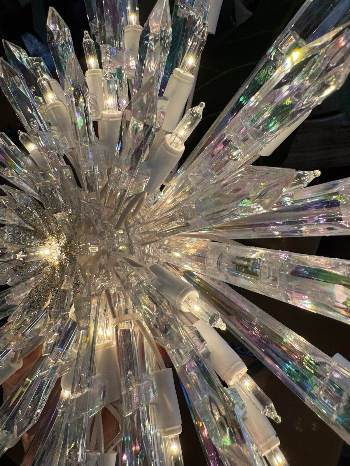 GE 50 Light Large Crystal Style Star Snowflake Christmas Tree Topper Big 14" wBX GE - KOEEK