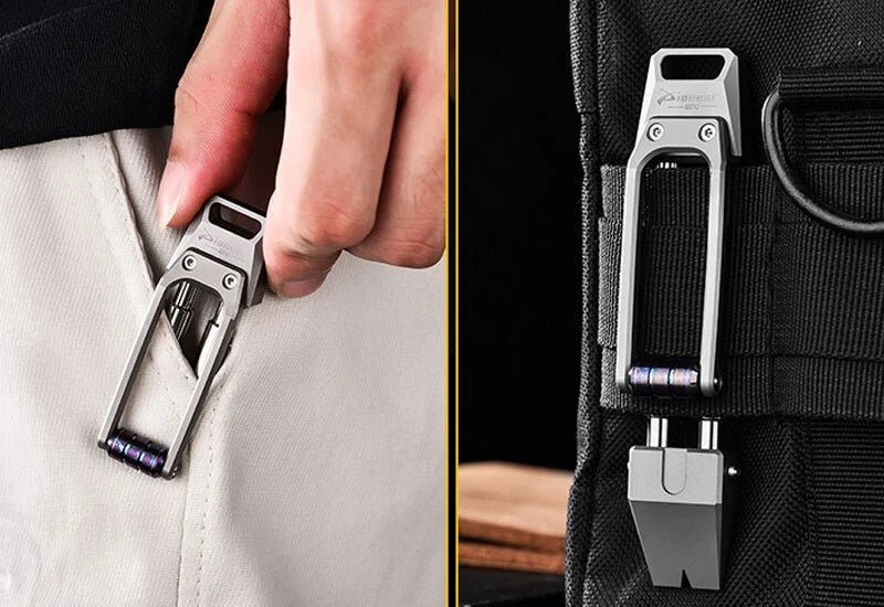 TC4 Titanium Alloy Pocket Multitool Crowbar Portable Outdoor EDC Pry Bar Tool 07FC0E-D4 - KOEEK