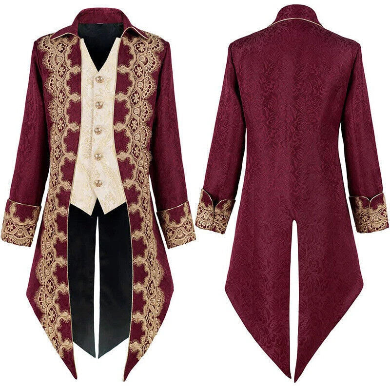 Medieval Mens Vintage Jacquard Jacke Gothic Coat Uniform Cosplay Costume Tuxedo 07FC0E-D4 - KOEEK