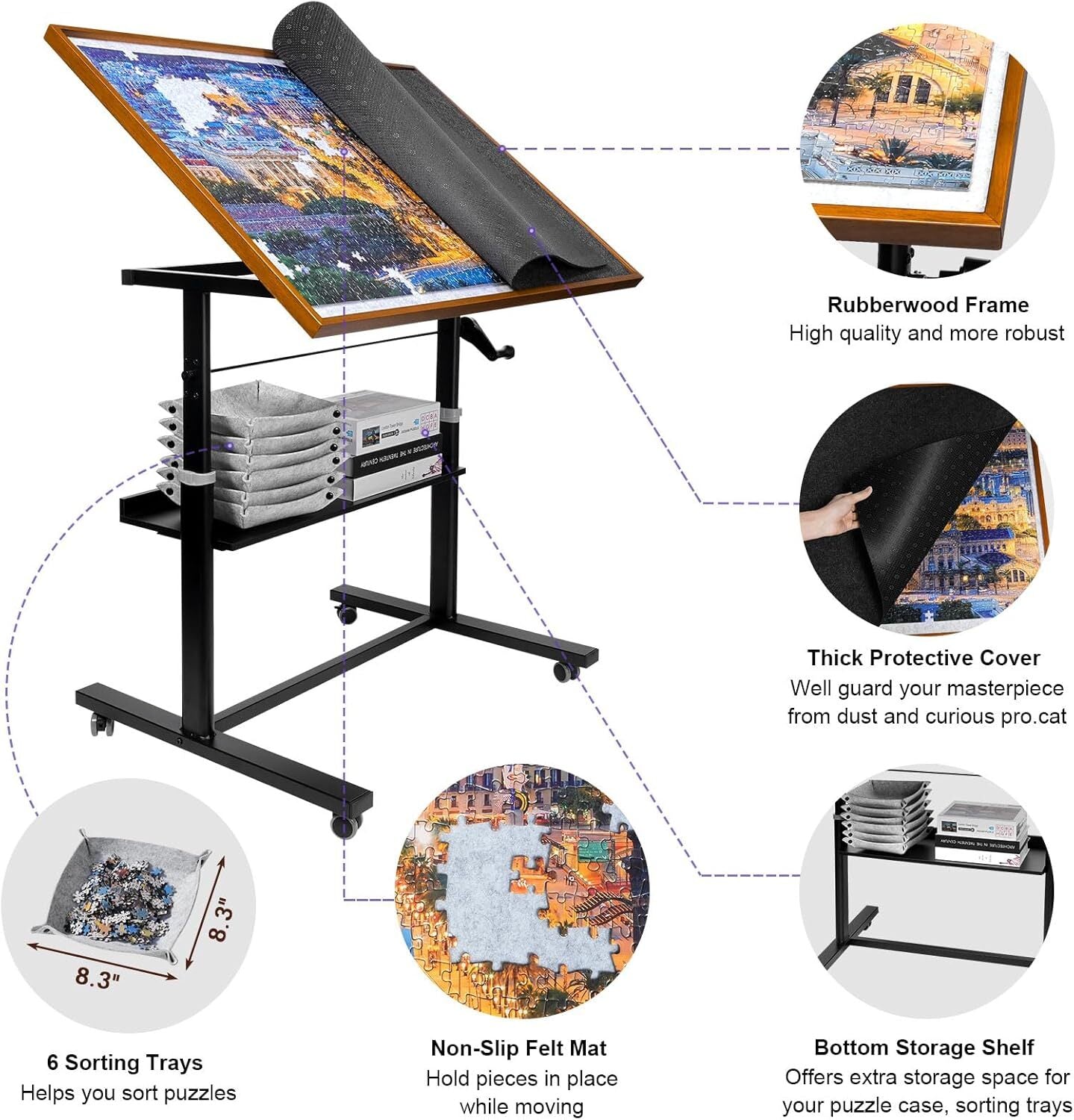 new Sunix 1500 Pieces Jigsaw Puzzle Table with Legs, 36"x26" Adjustable Height...