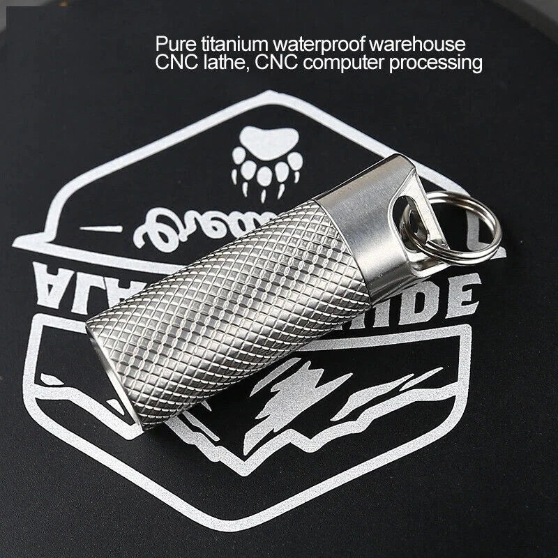 Titanium Waterproof Pill Box Mini Case Bottle Storage Keychain Outdoor EDC Tool 07FC0E-D4 - KOEEK