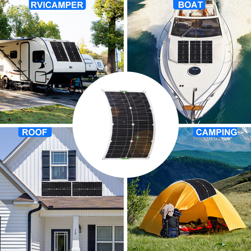 ny 150W Watt fleksibelt solpanel 12V Mono RV Rooftop Off-Grid Power Camping Home