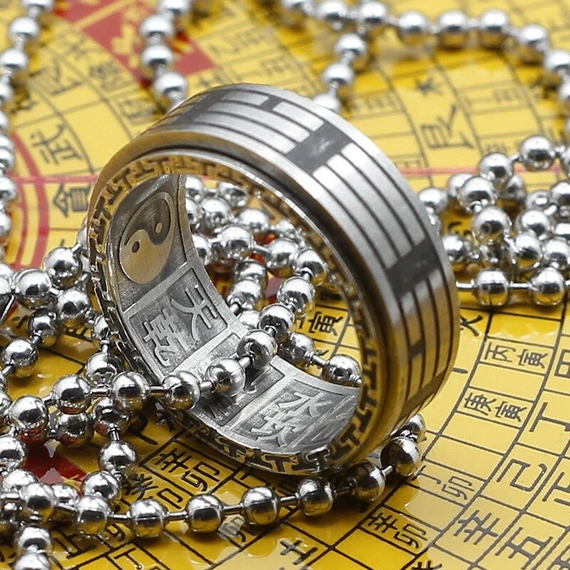 Chinese Magic Ring Taoist Yin Yang Ba Gua Spinner Feng Shui Amulet Talisman 07FC0E-D4 - KOEEK