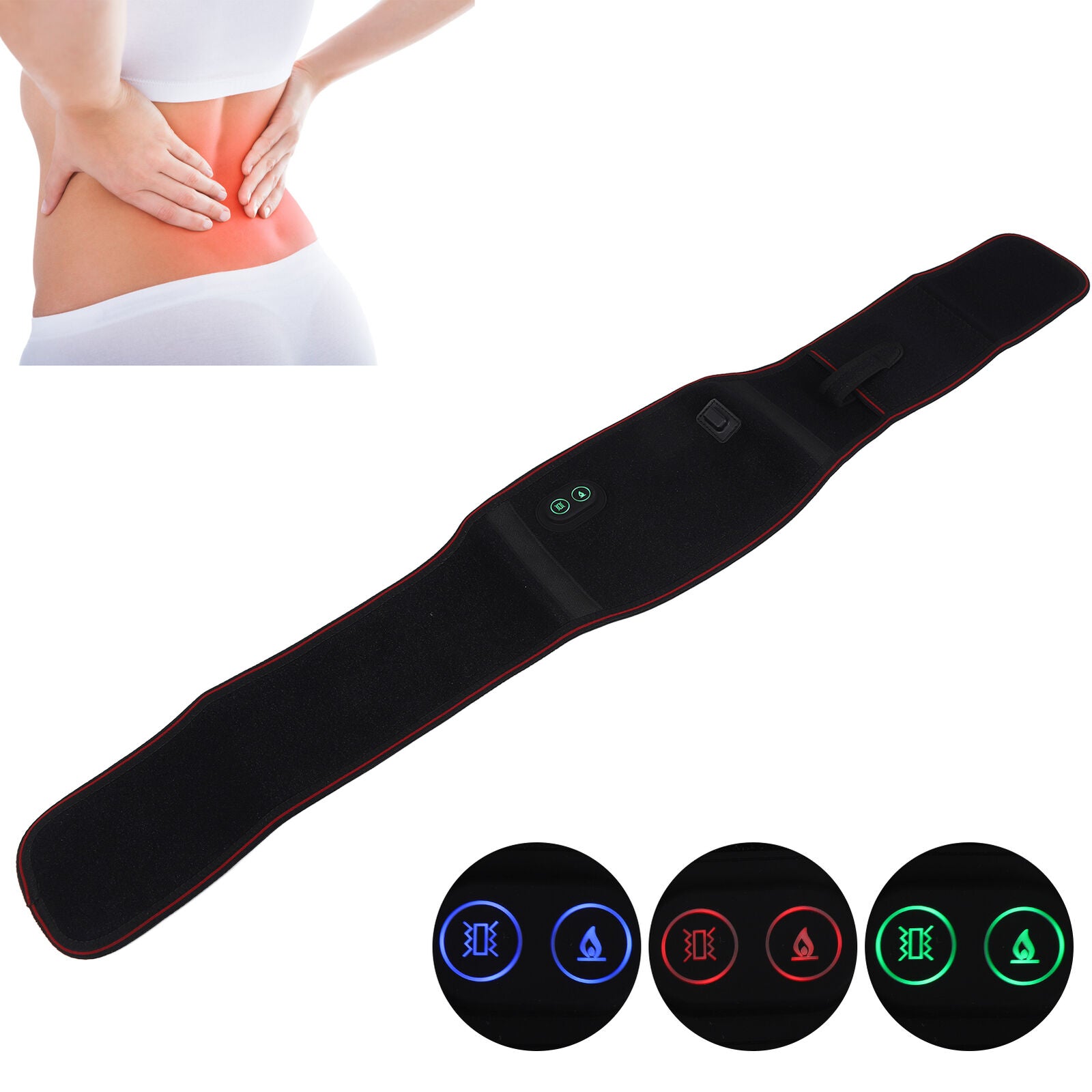 new Heating Back Belt 3 Temperatures Lower Back Vibration Massage Pain Relief koeek - KOEEK