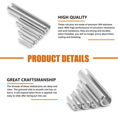 new ISPINNER 220pcs Roll Pin Set, Stainless Steel Slotted Spring Silver ISPINNER - KOEEK