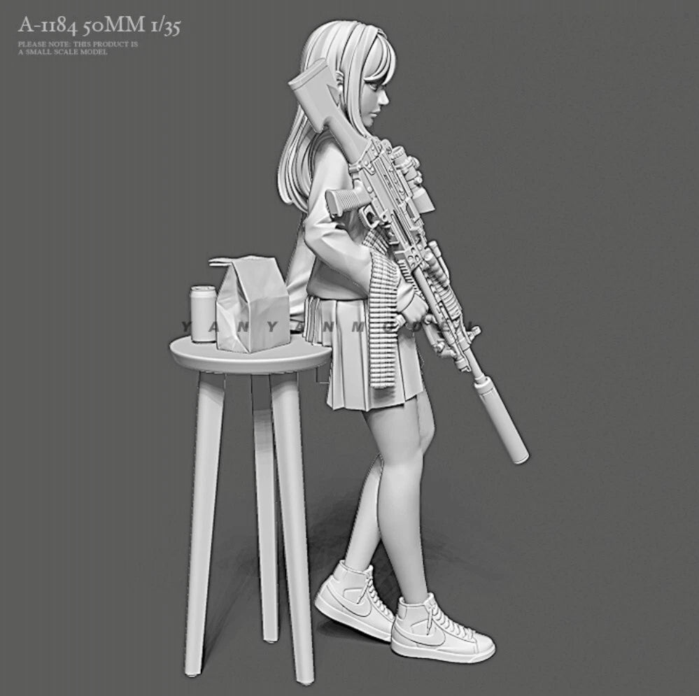 1:35 resin figure model Future Machine Gunner Girl Unassembled unpainted 07FC0E-D4 - KOEEK