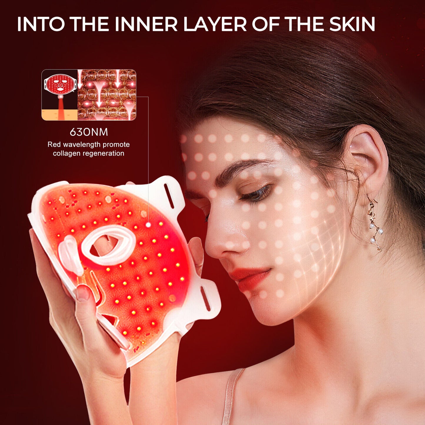 ny Red Light Therapy Face LED Face Mask Lys Therapy Mask for Facial Skin Care US