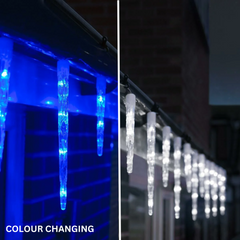 Christmas Lights Outdoor Indoor LED Icicle Lights Timer Function Blue & White 07FC0E-D4 - KOEEK
