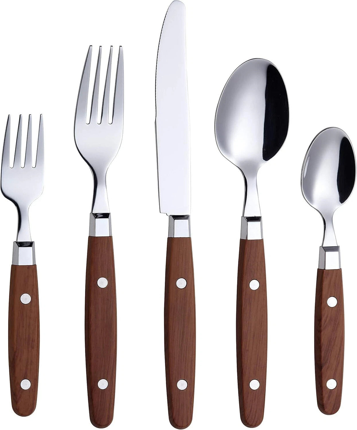 Silverware Set of 20 Stainless Steel Flatware with Colored Handle Rivets 07FC0E-D4 - KOEEK
