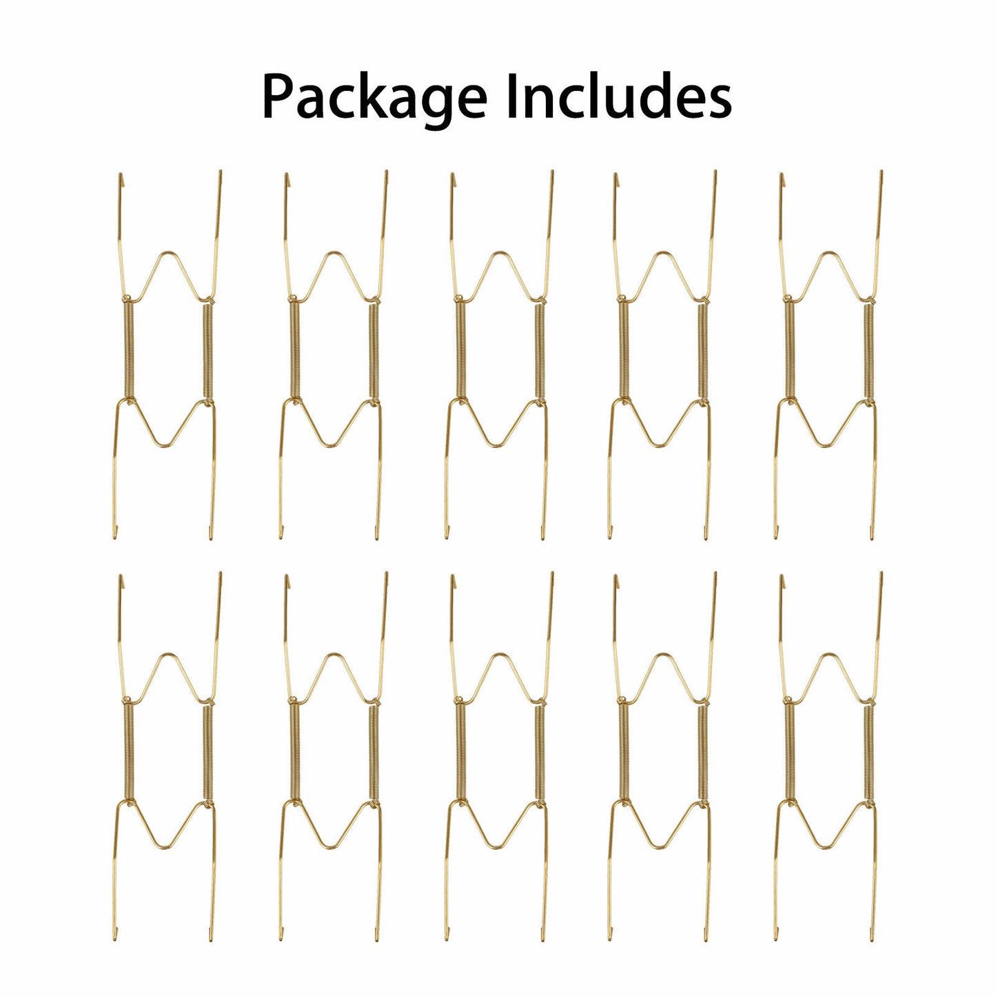 10pcs Golden Spring Plate Wire Hangers for 6"-16" Plates Display Wall Mounting koeek - KOEEK