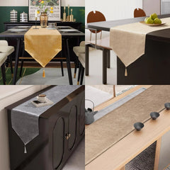 Table Runner with Tassels Machine Washable Luxury Home Decorative Dresser Scarve 07FC0E-D4 - KOEEK