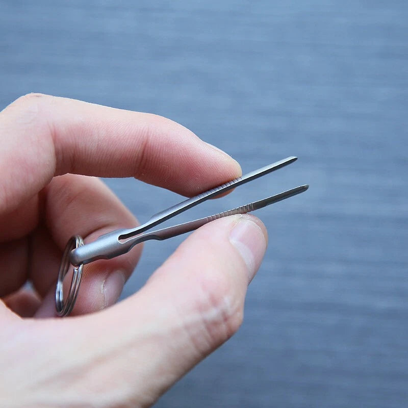 Mini CNC Titanium Keychain Tweezers Pocket Outdoor Lightweight Clamping EDC Tool EDC - KOEEK