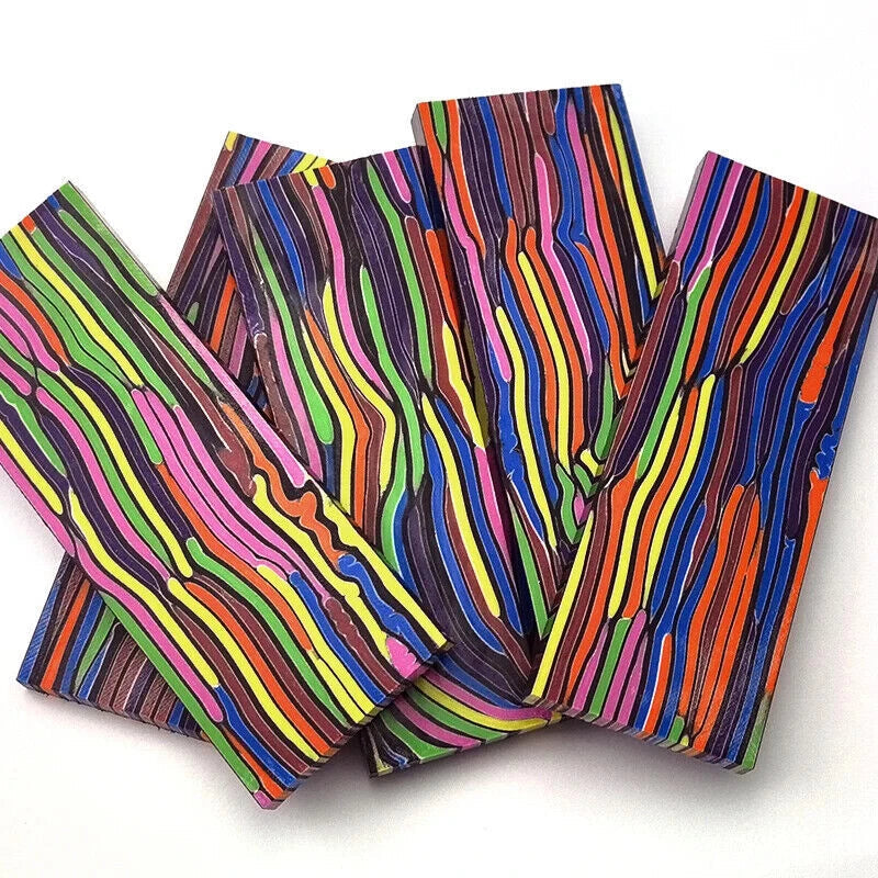 2 PCS Rainbow G10 Composite Knife Handle Scales Blanks Damascus Pattern DIY EDC 07FC0E-D4 - KOEEK