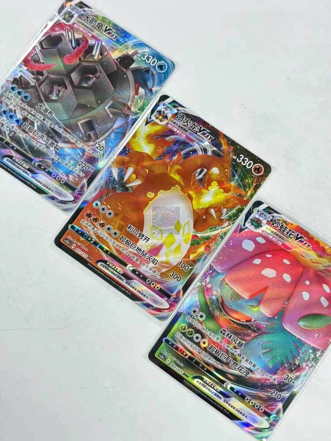 3Pcs IN STOCK Pokemon TCG S- Chinese Charizard Blastoise Venusaur VMAX NM 07FC0E-D4 - KOEEK