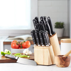 18-PiecePremium High Carbon Stainless Steel Blade Set with Pine Wood Block,Black 07FC0E-D4 - KOEEK