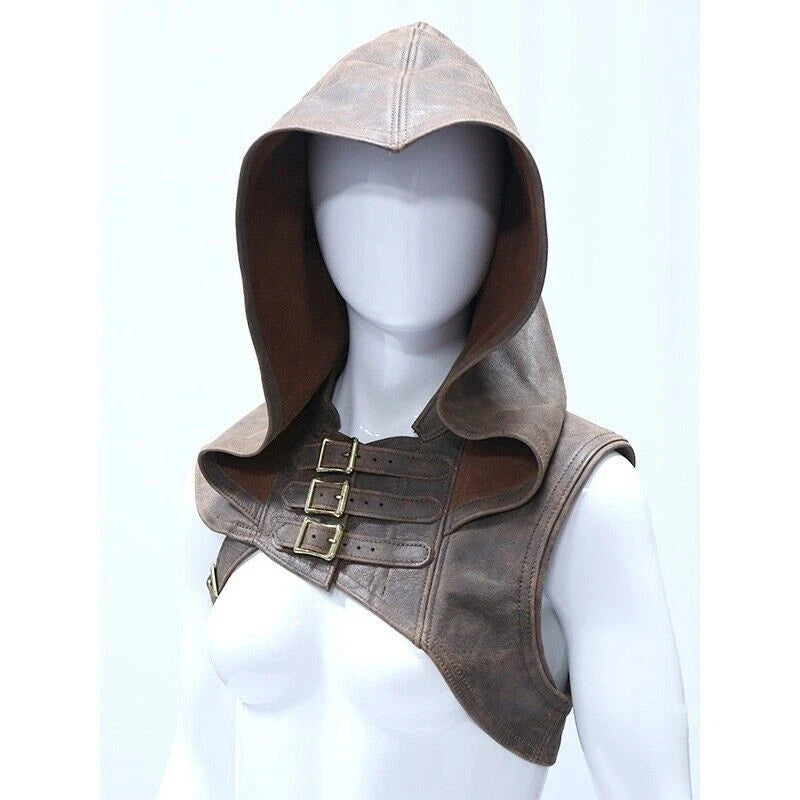Medieval Buckle Cosplay Shoulder Armor Cloak Leather Headsuit Retro Renaissance 07FC0E-D4 - KOEEK