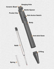 EDC Titanium Pocket Ballpoint Pen Tactical Signature Pen w/ Bottle Opener Tool 07FC0E-D4 - KOEEK