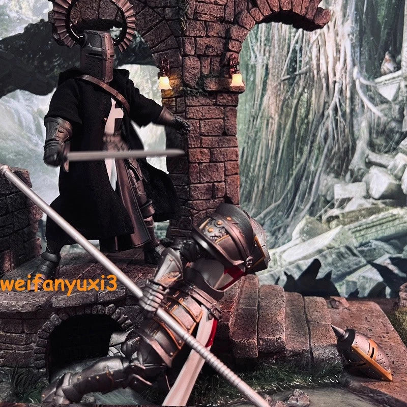 1/12 Black Wired Cloak Cape for 6" 7" Four Houseman Knight Warrior (No figure) 07FC0E-D4 - KOEEK